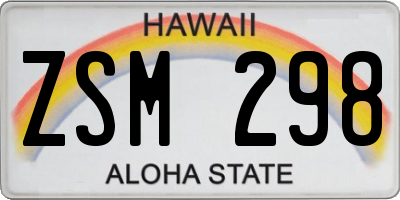 HI license plate ZSM298