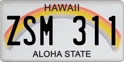 HI license plate ZSM311