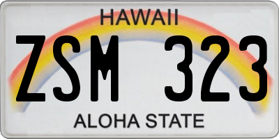 HI license plate ZSM323