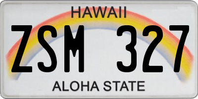 HI license plate ZSM327