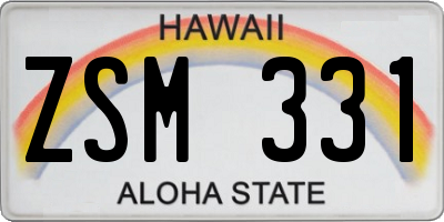 HI license plate ZSM331