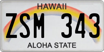 HI license plate ZSM343