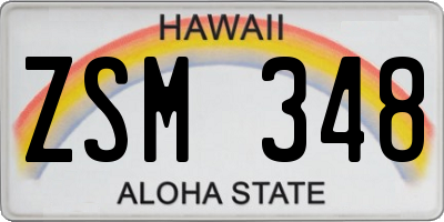 HI license plate ZSM348