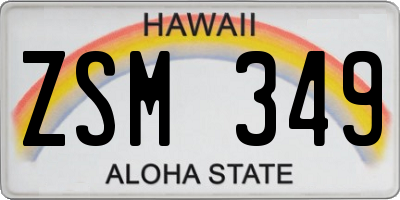 HI license plate ZSM349