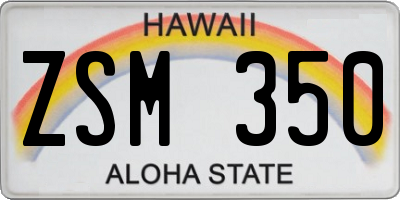 HI license plate ZSM350