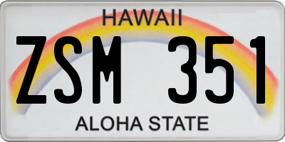 HI license plate ZSM351