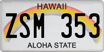 HI license plate ZSM353