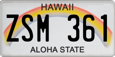 HI license plate ZSM361