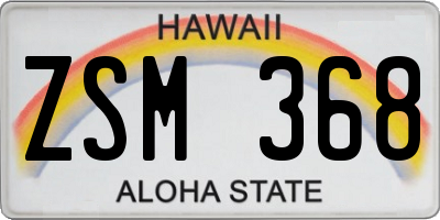 HI license plate ZSM368