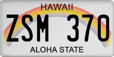 HI license plate ZSM370