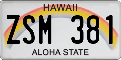 HI license plate ZSM381