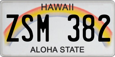 HI license plate ZSM382