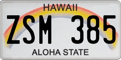 HI license plate ZSM385