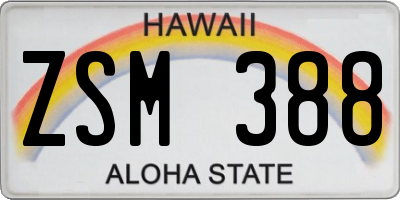 HI license plate ZSM388