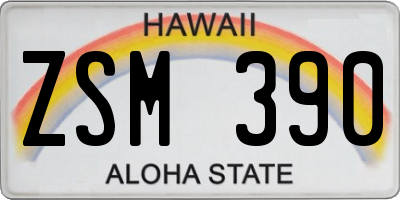 HI license plate ZSM390