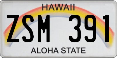 HI license plate ZSM391
