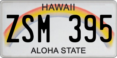 HI license plate ZSM395
