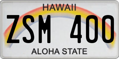 HI license plate ZSM400