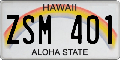 HI license plate ZSM401