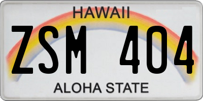 HI license plate ZSM404
