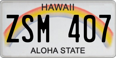 HI license plate ZSM407