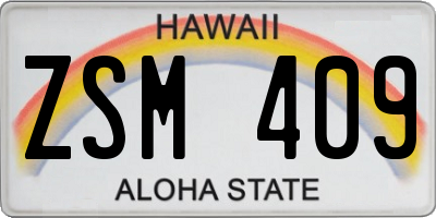HI license plate ZSM409