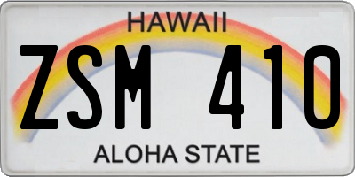 HI license plate ZSM410