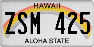 HI license plate ZSM425