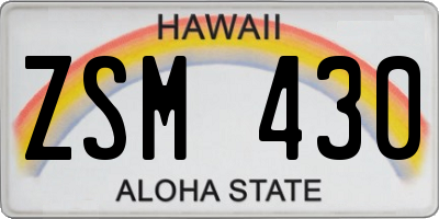 HI license plate ZSM430