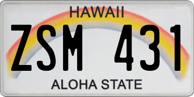 HI license plate ZSM431
