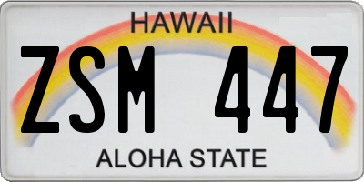 HI license plate ZSM447