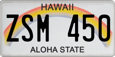 HI license plate ZSM450