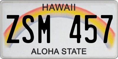 HI license plate ZSM457