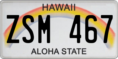 HI license plate ZSM467