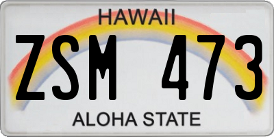 HI license plate ZSM473