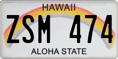 HI license plate ZSM474