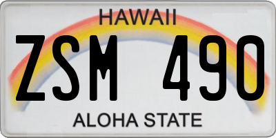 HI license plate ZSM490