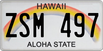 HI license plate ZSM497