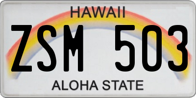 HI license plate ZSM503