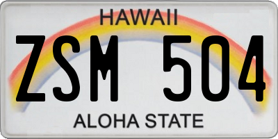 HI license plate ZSM504