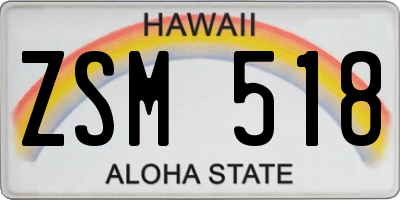 HI license plate ZSM518