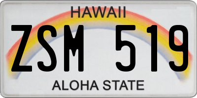 HI license plate ZSM519