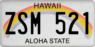 HI license plate ZSM521
