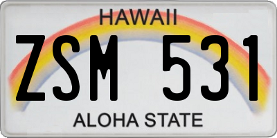 HI license plate ZSM531