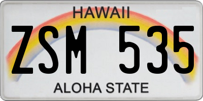 HI license plate ZSM535