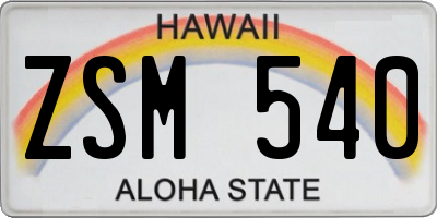 HI license plate ZSM540