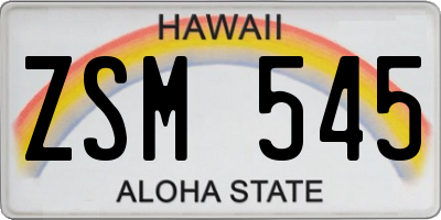 HI license plate ZSM545