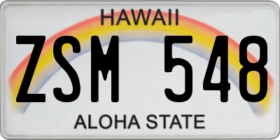 HI license plate ZSM548
