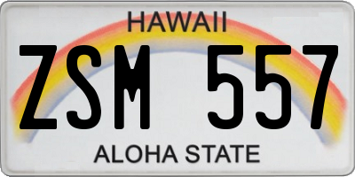 HI license plate ZSM557
