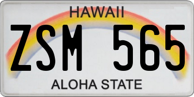 HI license plate ZSM565
